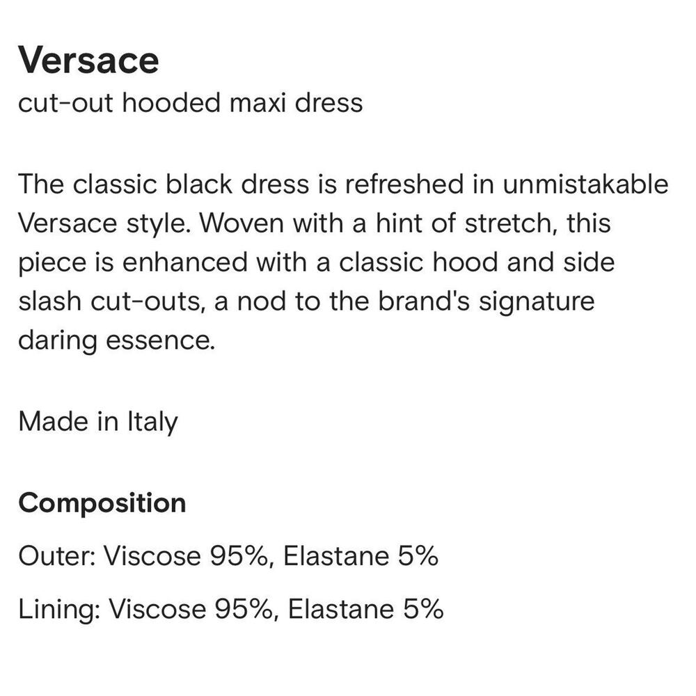 NWT Versace Runway Black Maxi Dress IT 38 US 2 Hooded Cut Out $3,475 - Picture 14 of 16